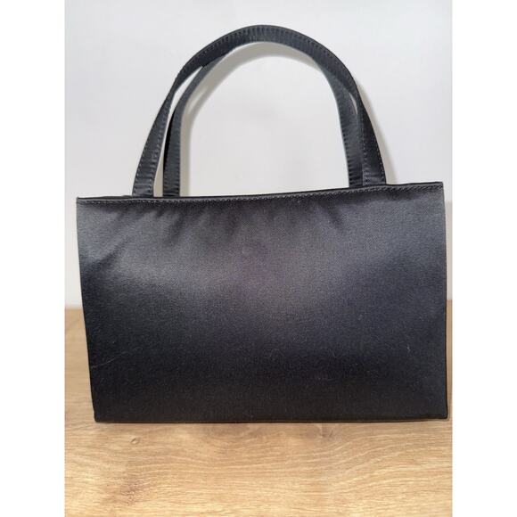 Kate Spade Vtg Black Satin Evening Bag Formal Chic Classic Preppy Wedding Iconic - Picture 2 of 11